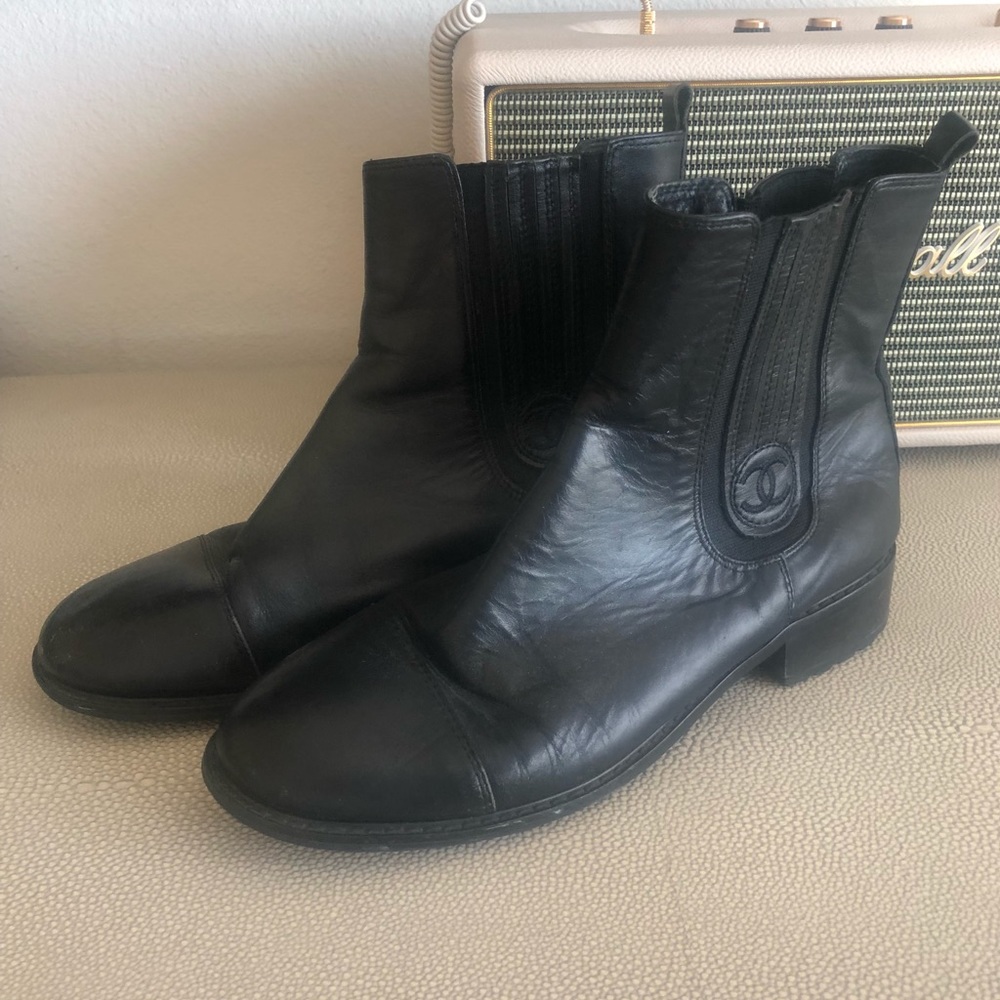 Chanel black ankle boots